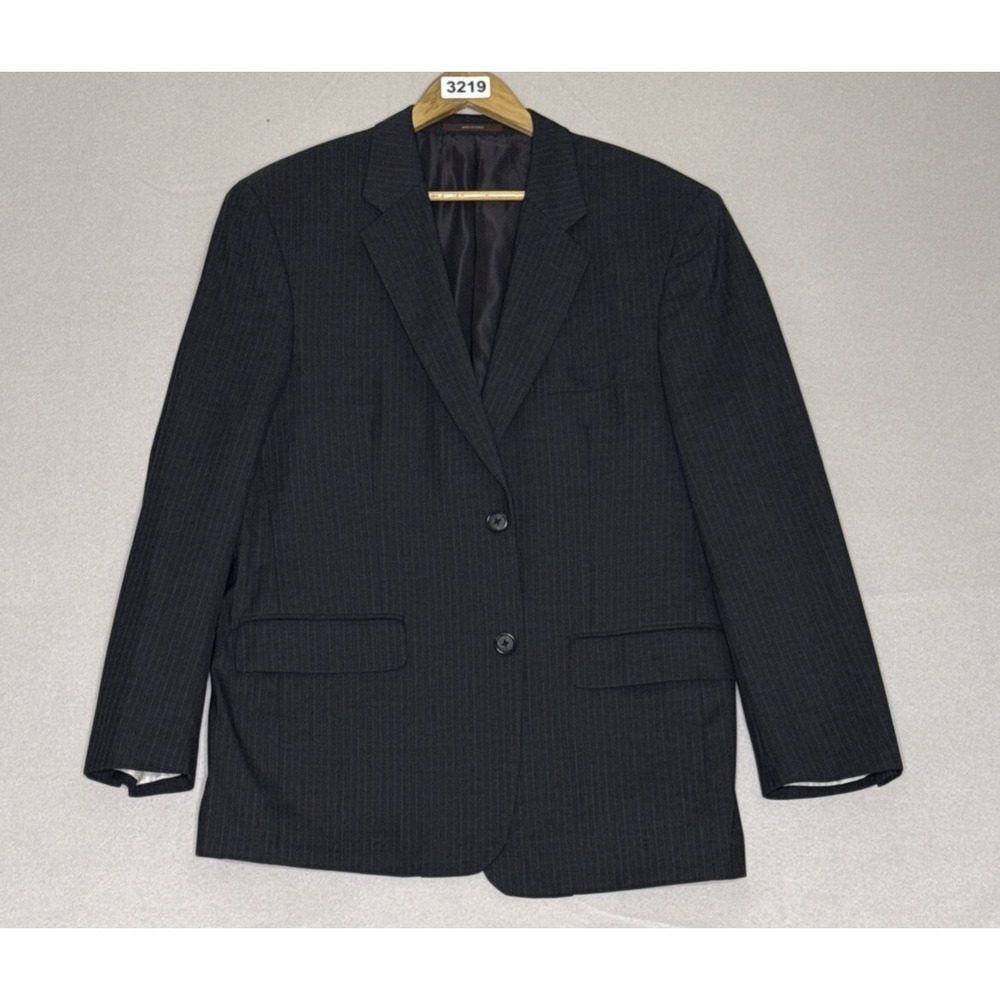 Tasso Elba Sport Coat Blazer 40R‎ Charcoal Gray Wool Pin Stripe - Picture 2 of 14